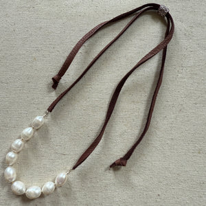 Pearl and Leather Necklace