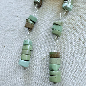 Green Heishi Turquoise Earrings