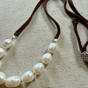 Pearl and Leather Necklace