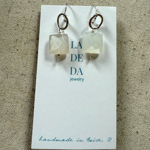 Square Moonstone Earrings