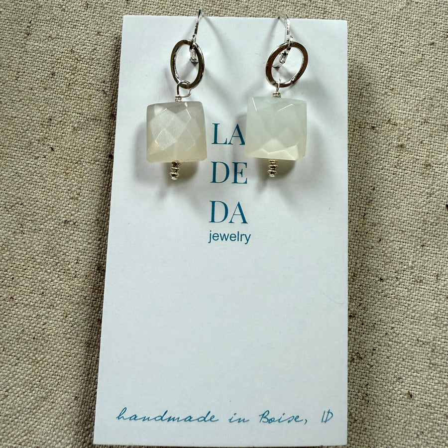 Square Moonstone Earrings