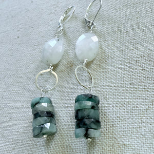 Moonstone & Jade Earrings