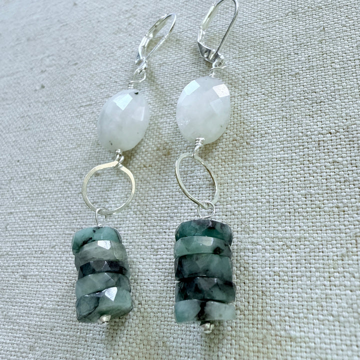 Moonstone & Jade Earrings