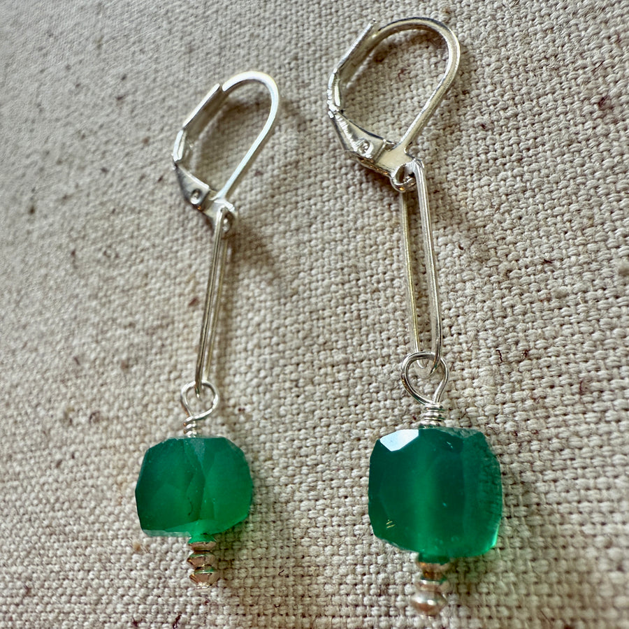 Emerald Chalcedony Earrings