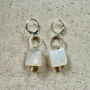 Square Moonstone Earrings