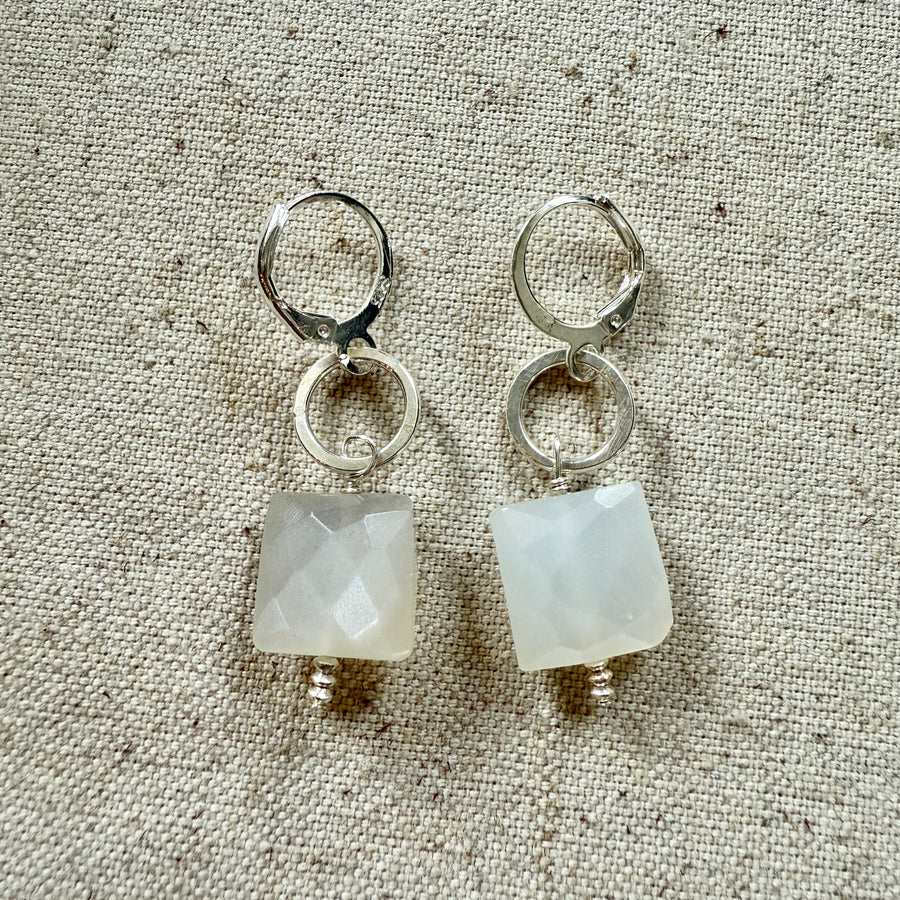 Square Moonstone Earrings