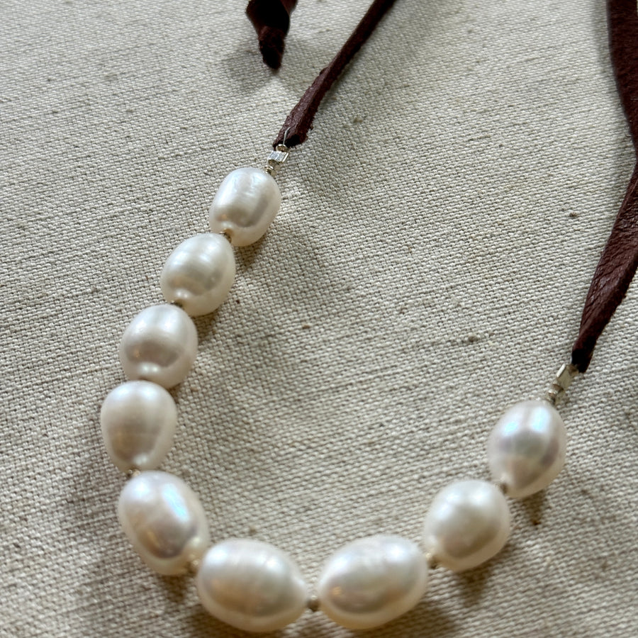 Pearl and Leather Necklace