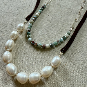 Pearl and Leather Necklace