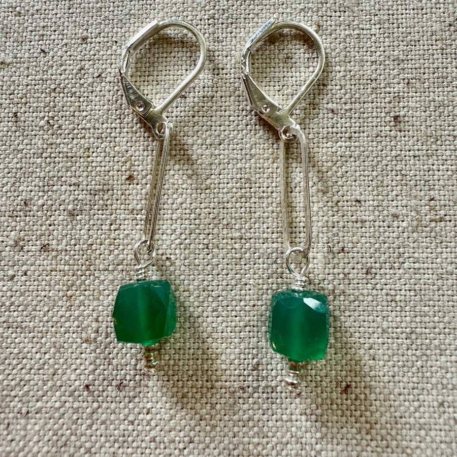Emerald Chalcedony Earrings
