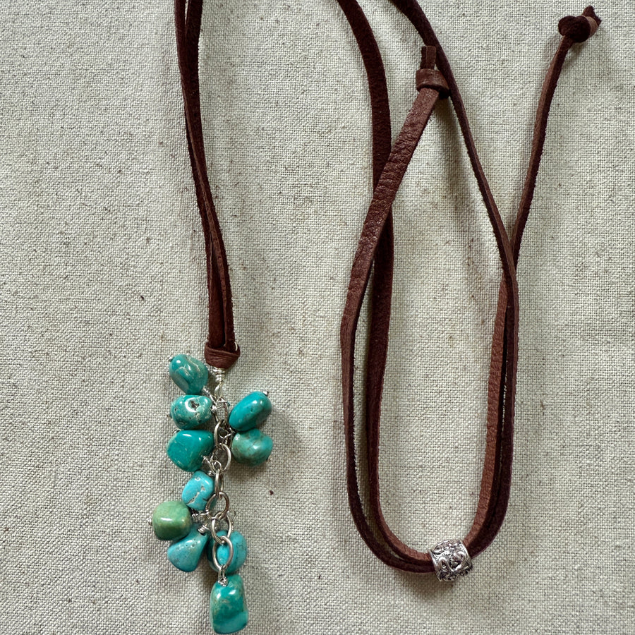 Turquoise & Leather Necklace