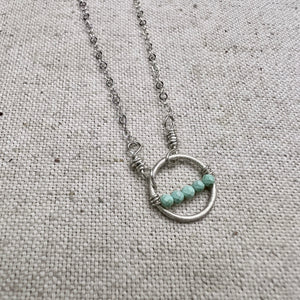 The line Necklace-in 3 shades of Turquoise