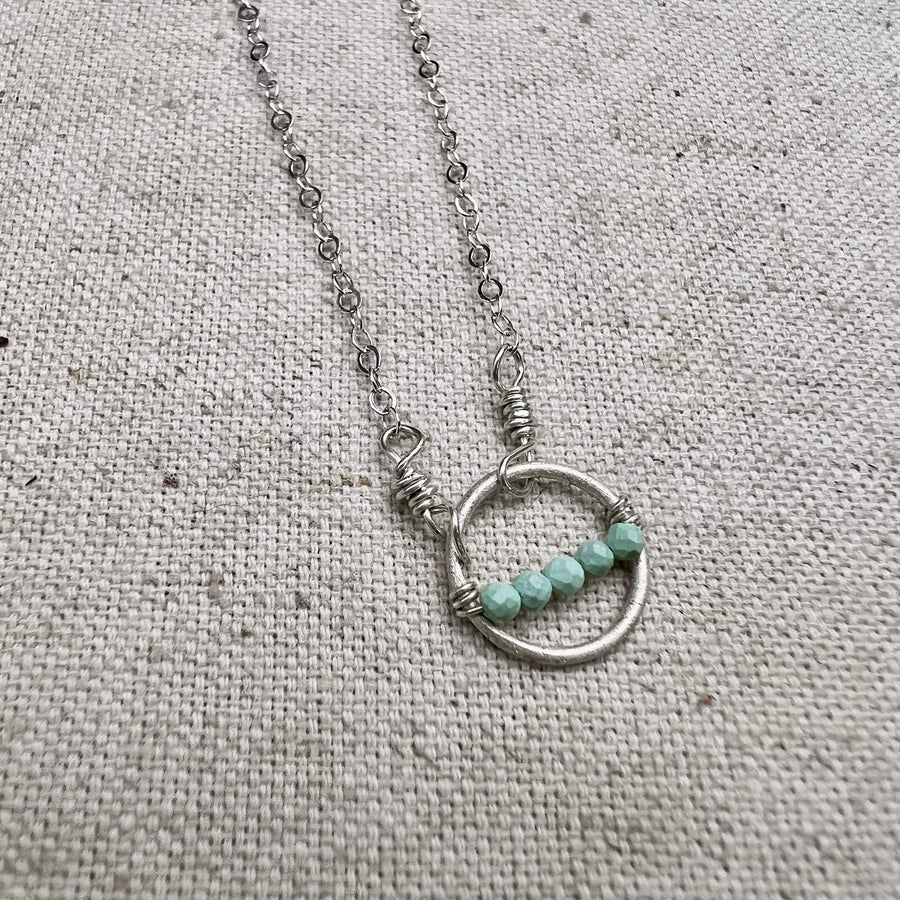 The line Necklace-in 3 shades of Turquoise