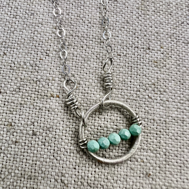 The line Necklace-in 3 shades of Turquoise