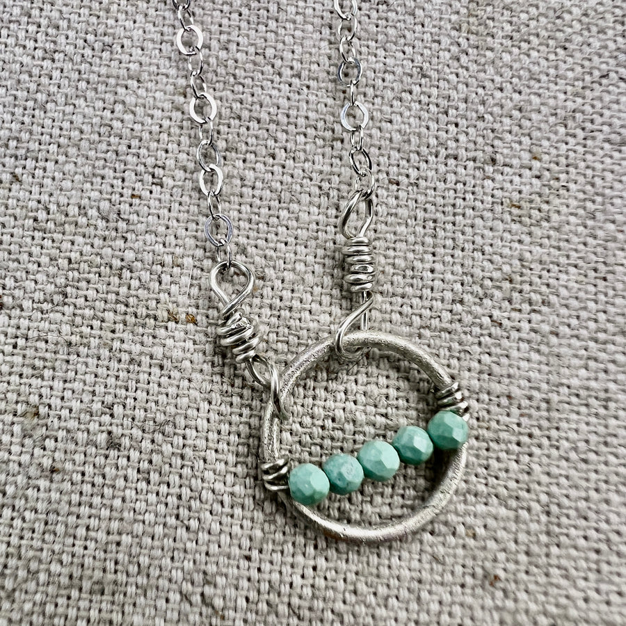 The line Necklace-in 3 shades of Turquoise