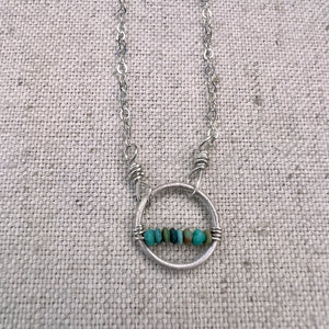 The line Necklace-in 3 shades of Turquoise