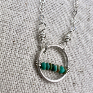 The line Necklace-in 3 shades of Turquoise