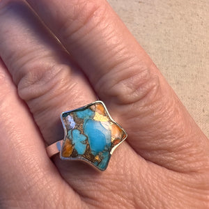 Oyster Turquoise Star Ring
