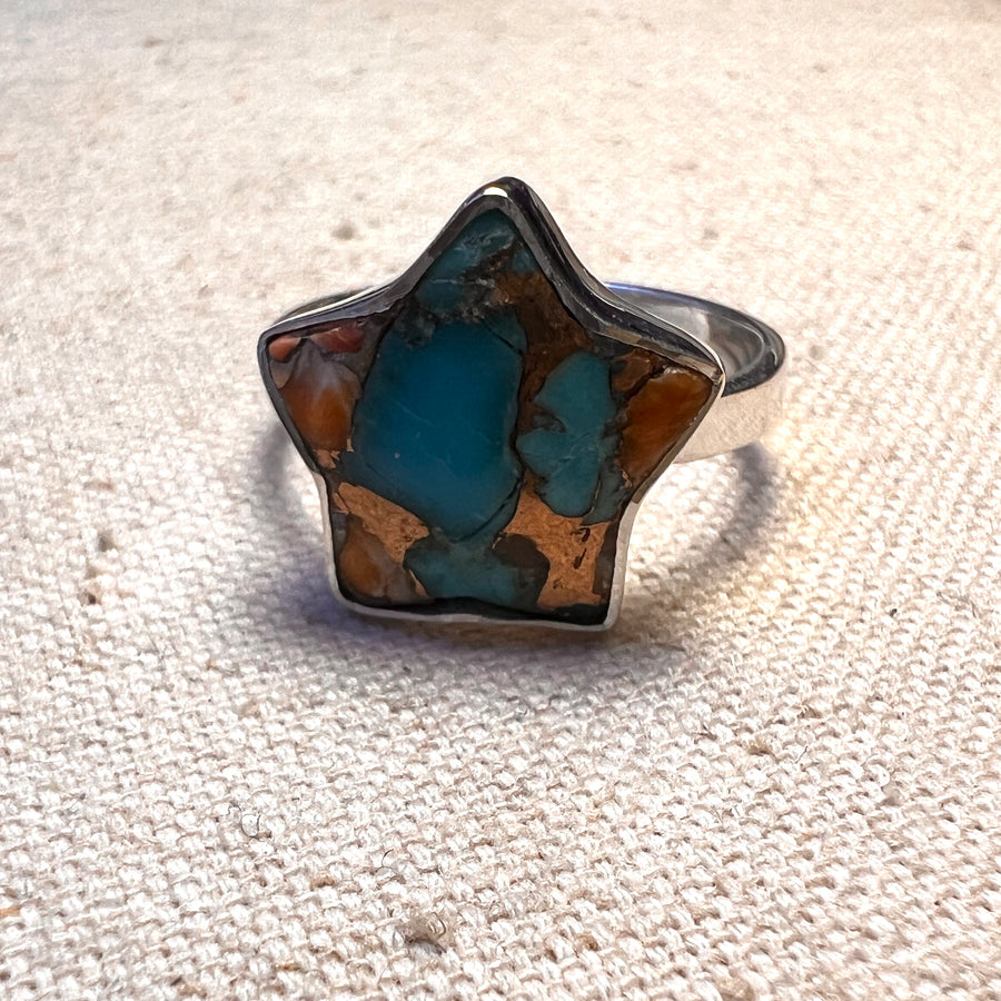 Oyster Turquoise Star Ring