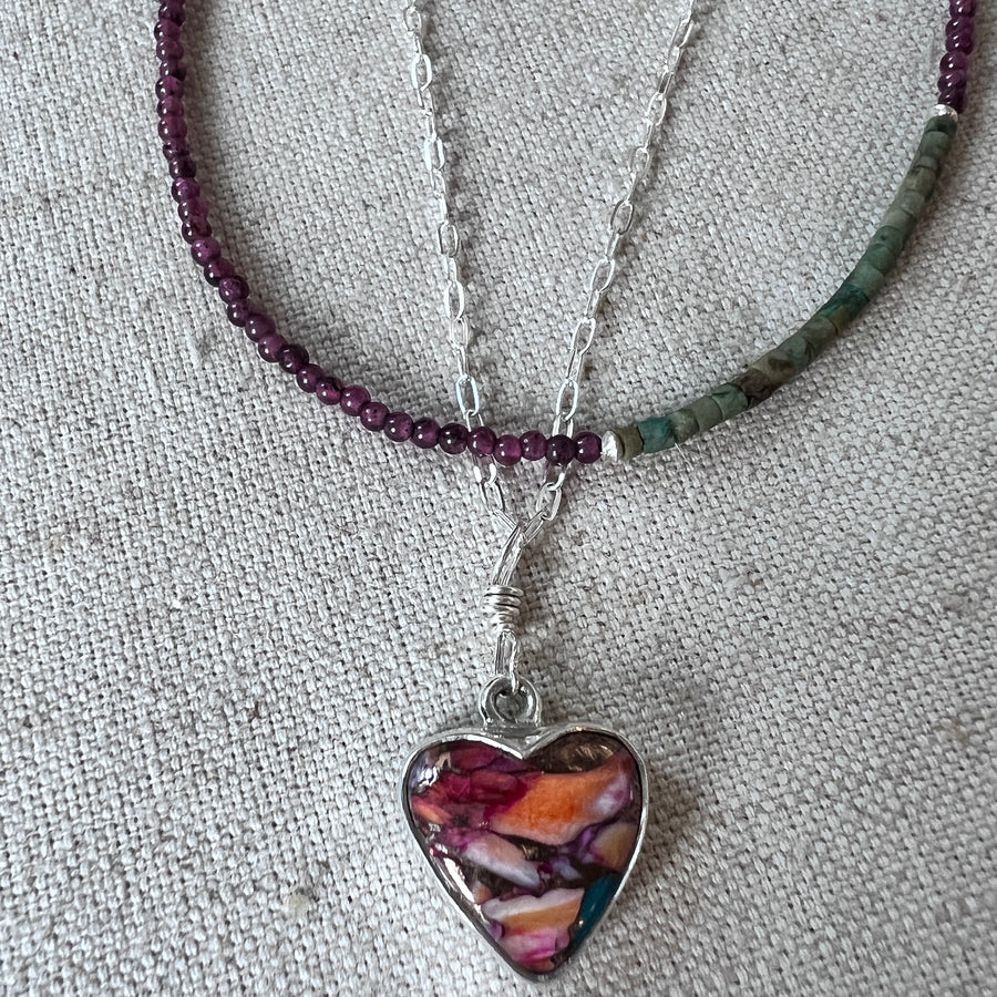 Oyster Turquoise Heart Necklace