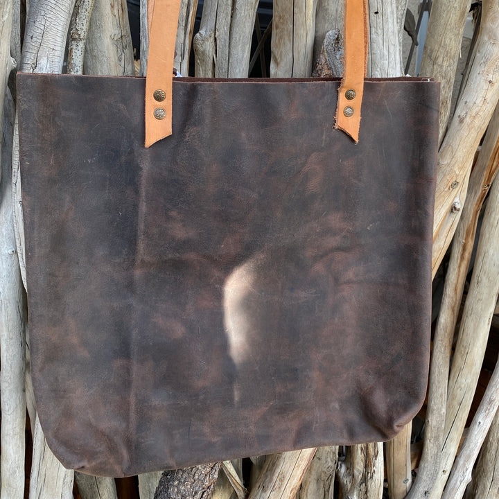 MJH Leather Tote in Smoky Brown
