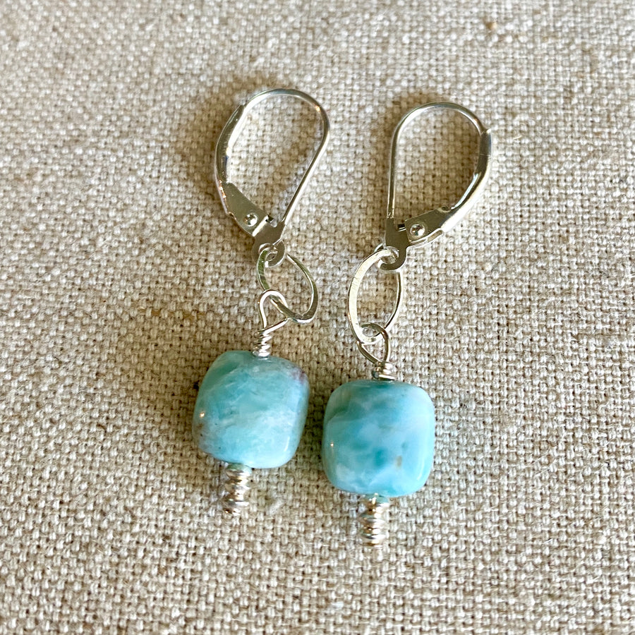 Square Larimar Earrings