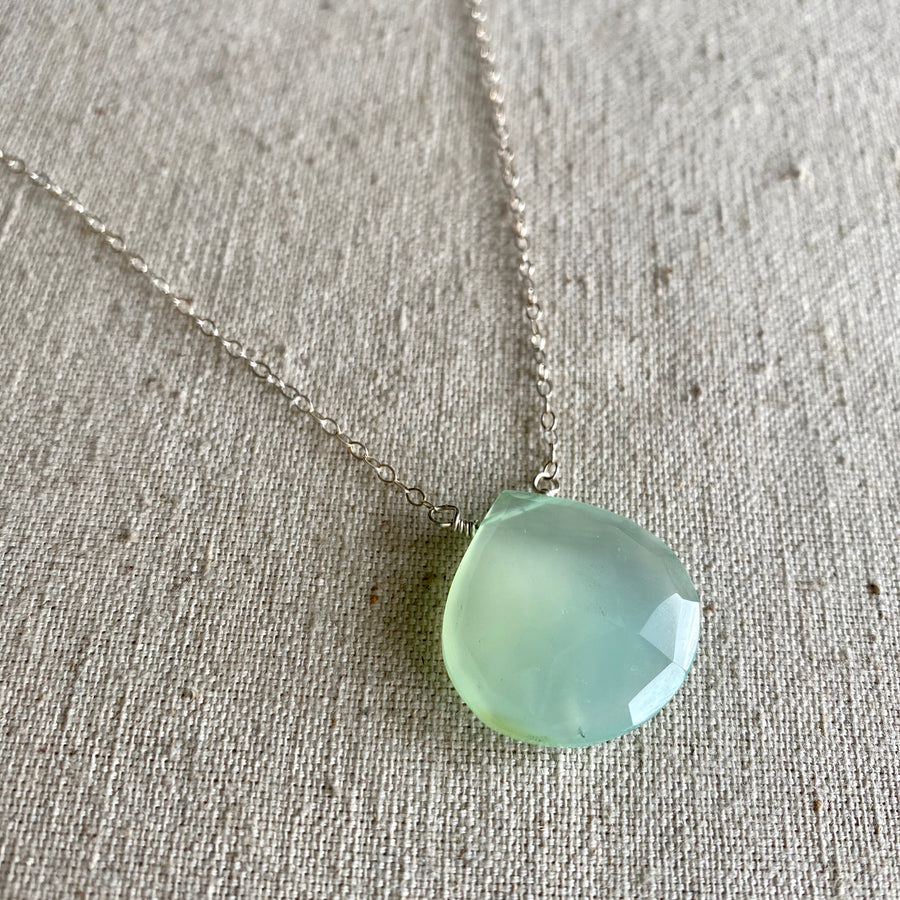 Large Chalcedony Teardrop Necklace