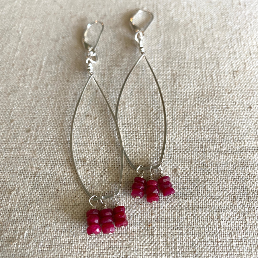 Ruby Cluster Earrings