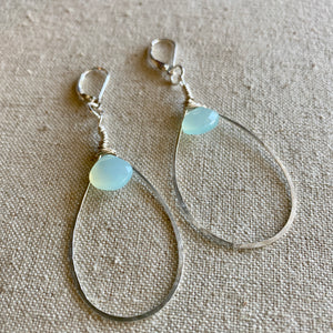 Chalcedony Briolette Hoops