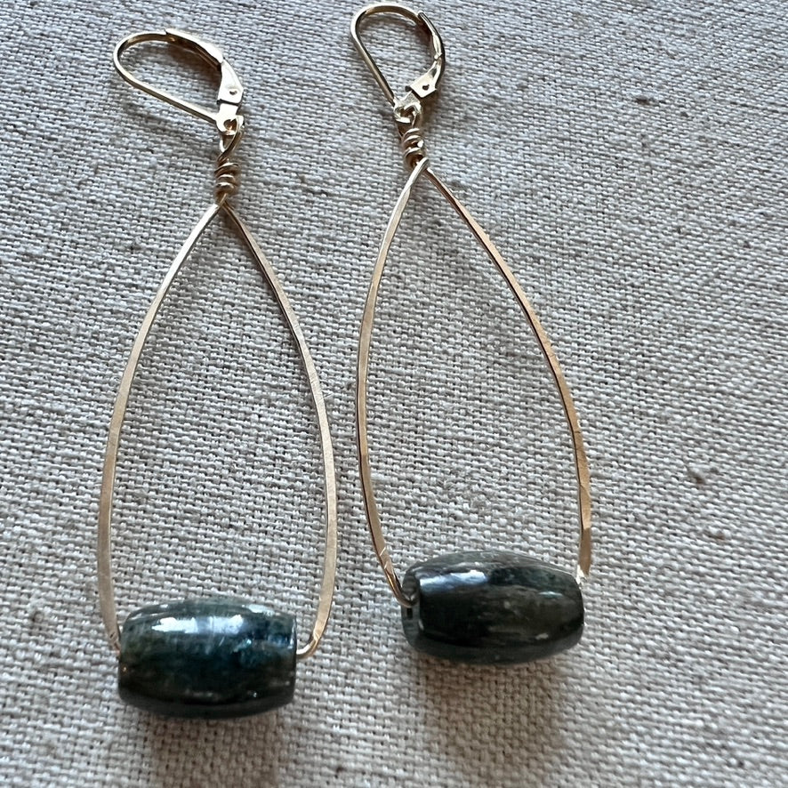 Kyanite Barrel Earrings in Gold