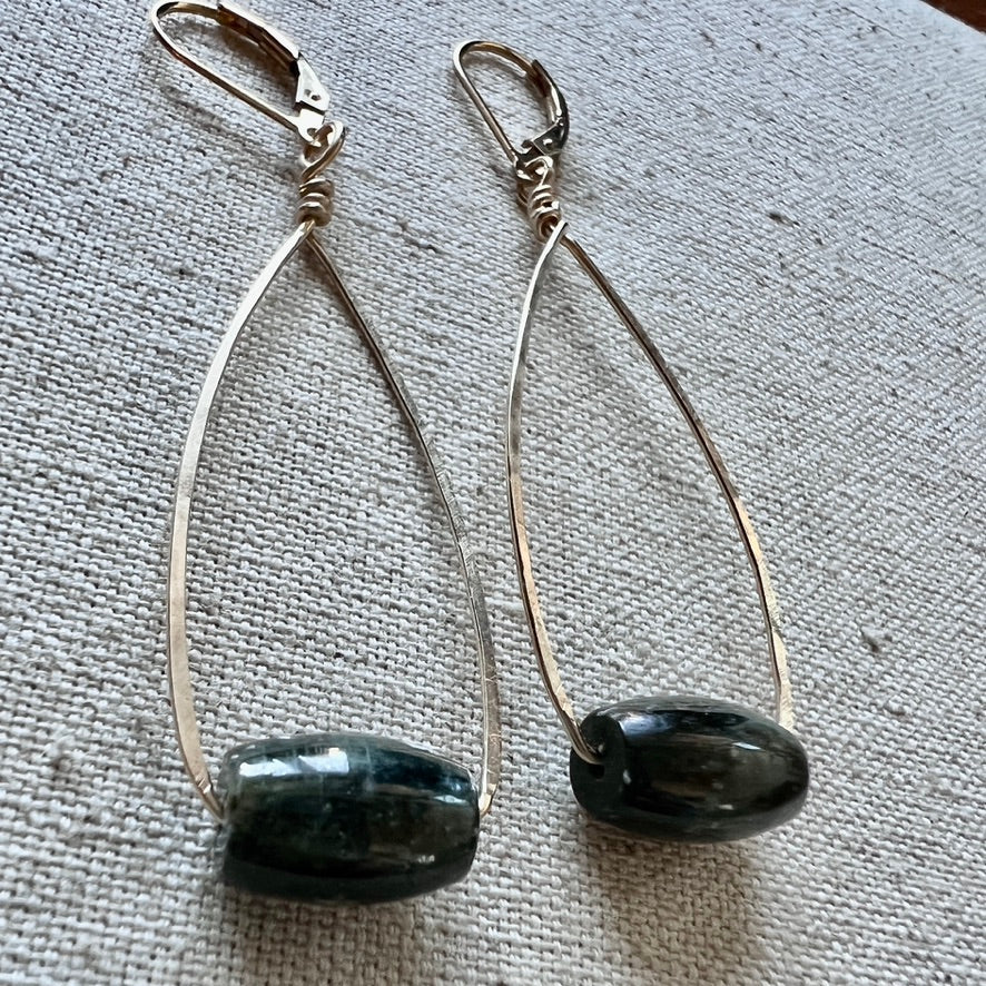 Kyanite Barrel Earrings in Gold