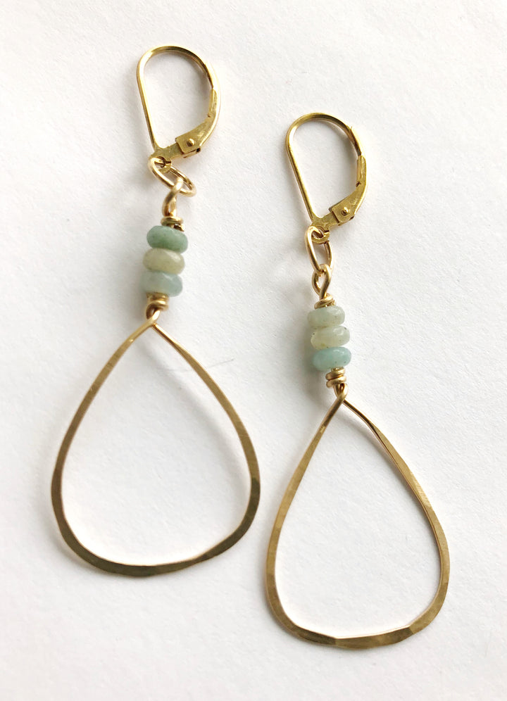 Amazonite Hoops in Gold