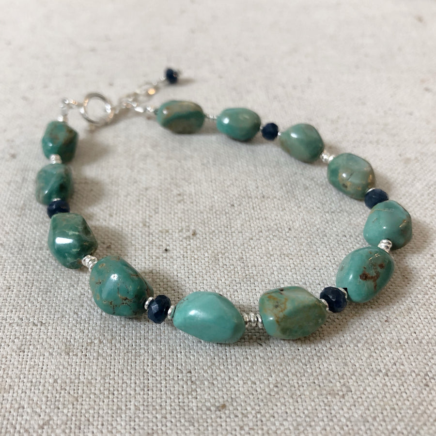 Tumbled Turquoise Bracelet with Sapphire