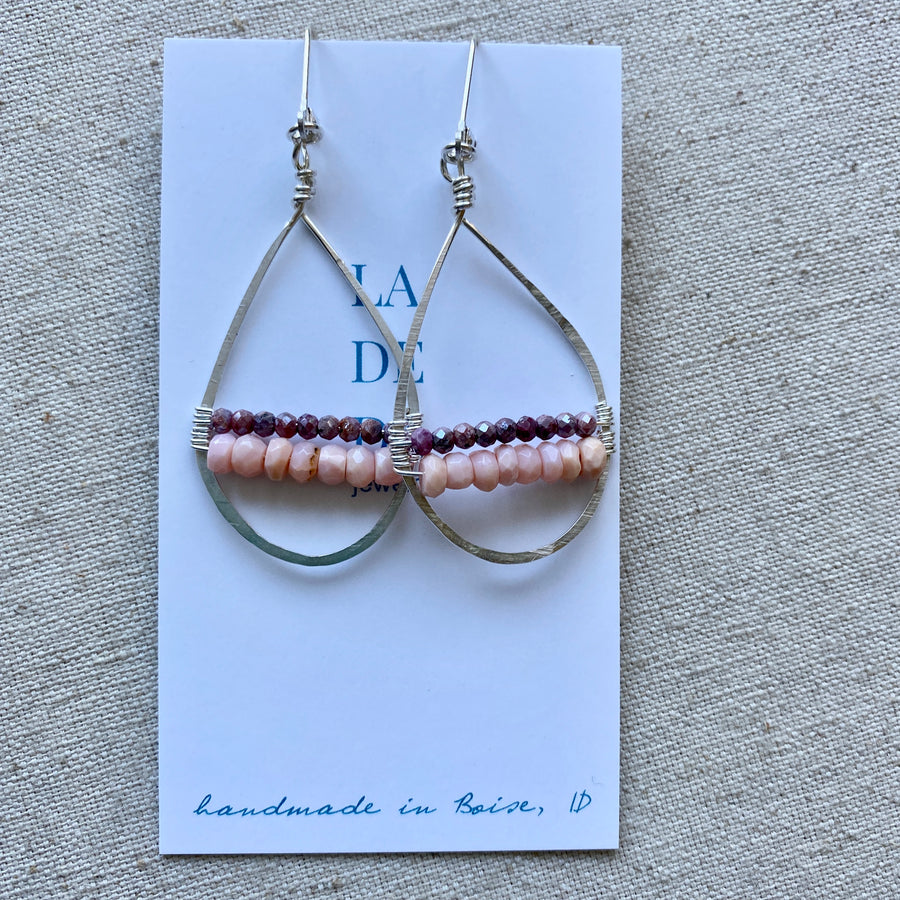 Peruvian Opal & Garnet Earrings