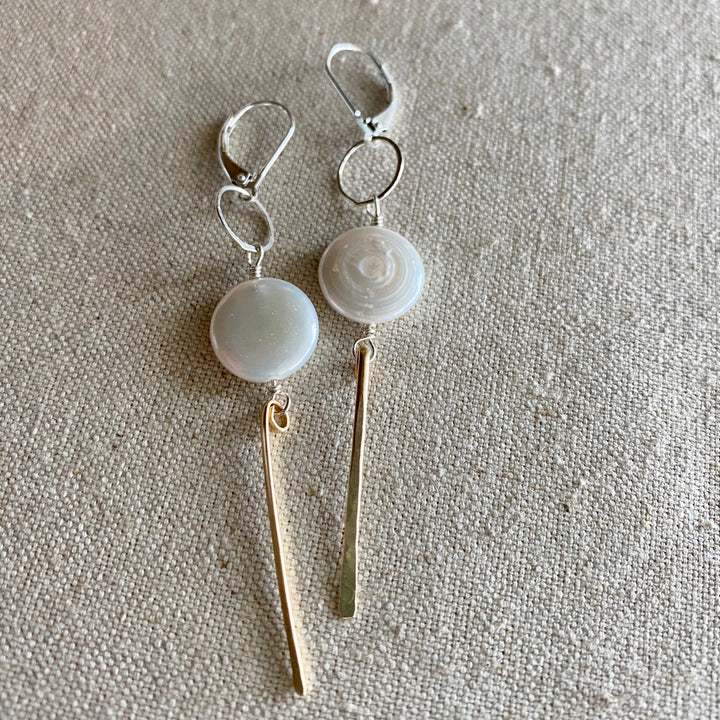 Coin Pearl Spike Earrings