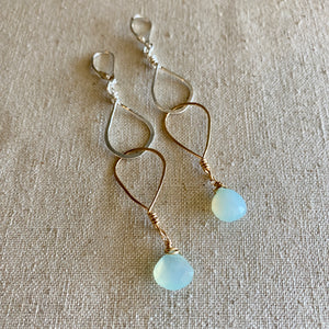 Gold & Silver Chalcedony Earrings