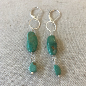 Turquoise Tumbled Nugget Earrngs