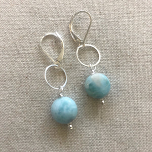 Larimar Coin Earrings